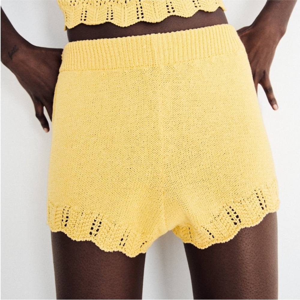 Zara Yellow Knit Shorts